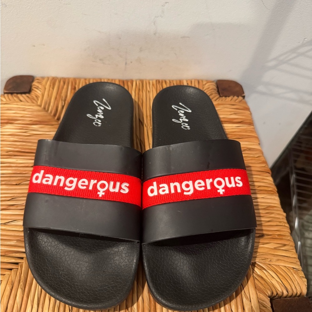 Dangerous Black and Red Women's Slippers size 10